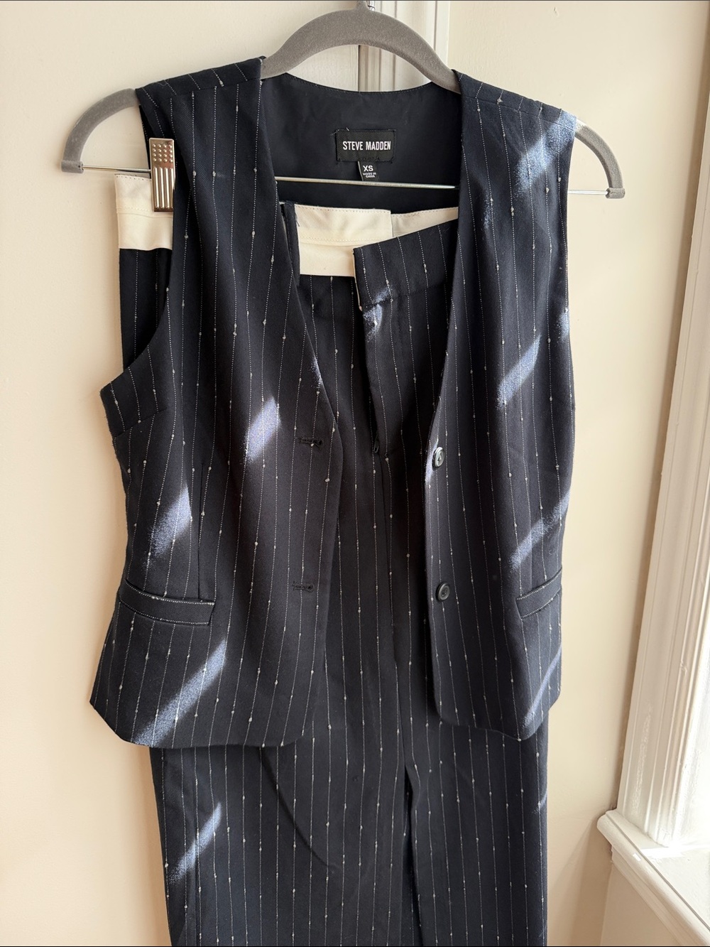Steve Madden navy Pinstripe Vest and skirt Set